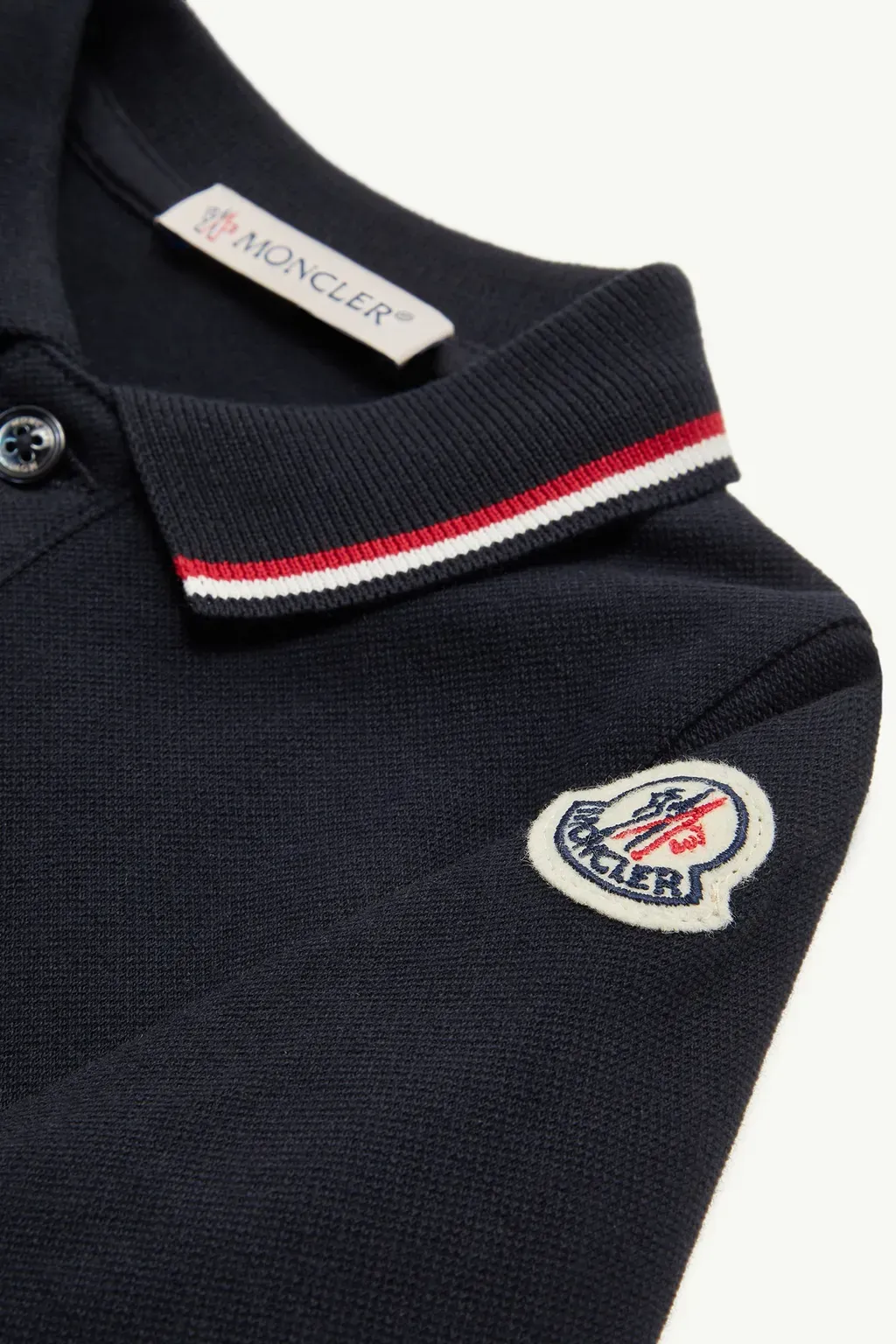 Tricolour-Trimmed Cotton Piquet Baby Grow