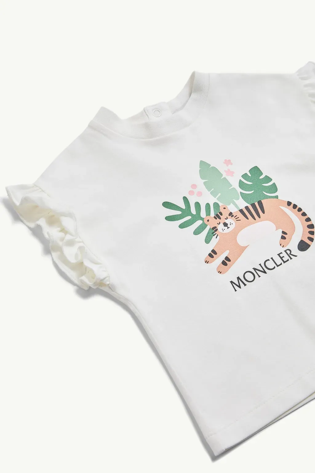 Animal Motif Ruffled Cotton T-Shirt