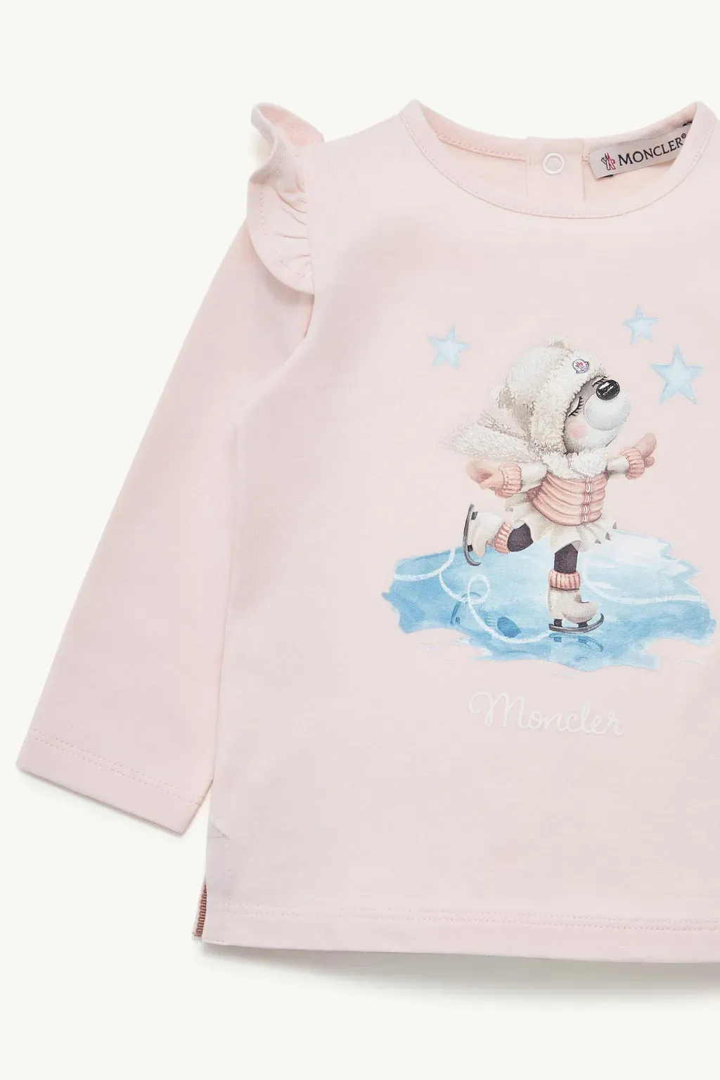 Teddy Bear Motif Long Sleeve Cotton T-Shirt