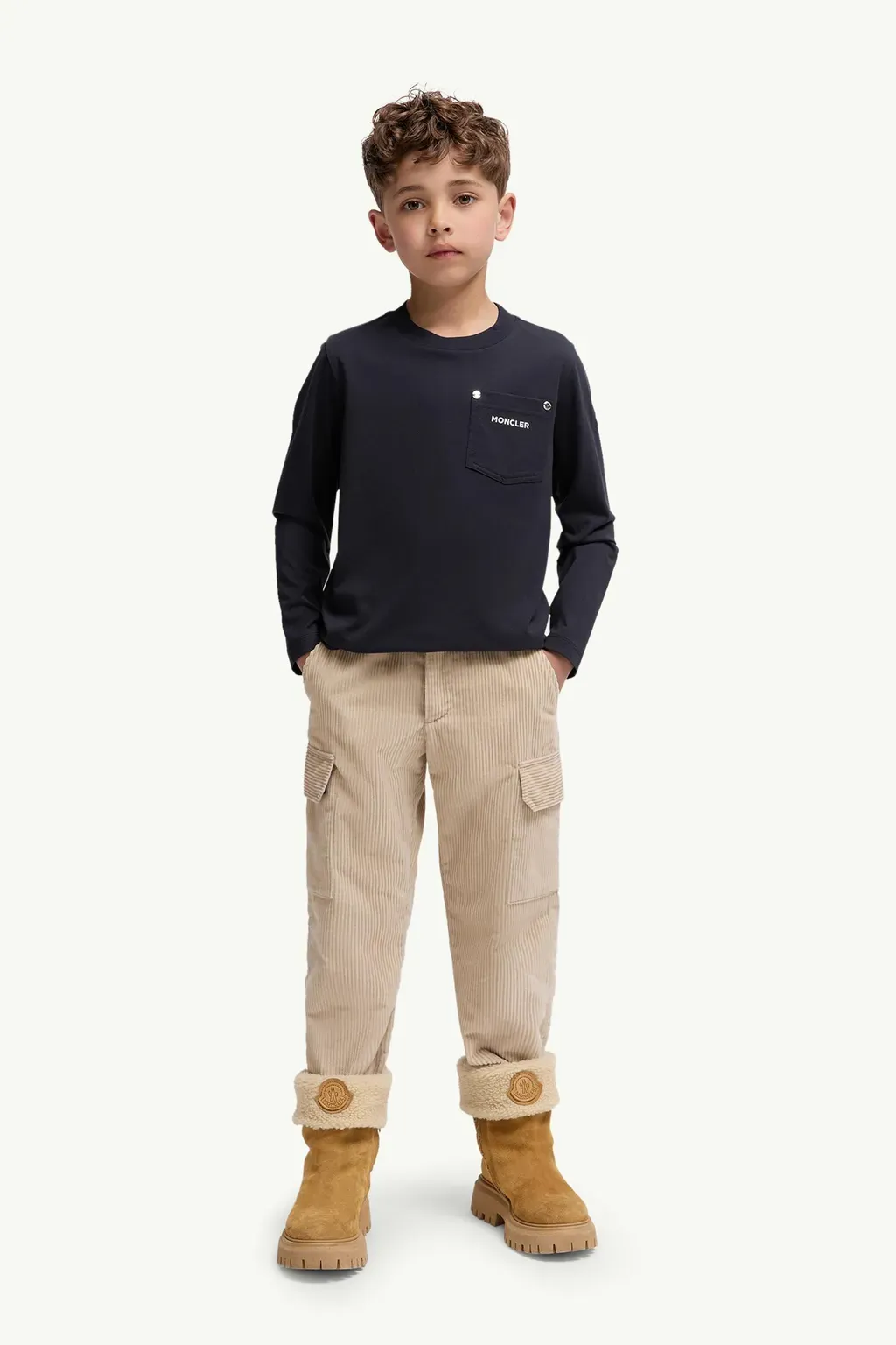 Logo Long Sleeve Cotton T-Shirt With Pocket