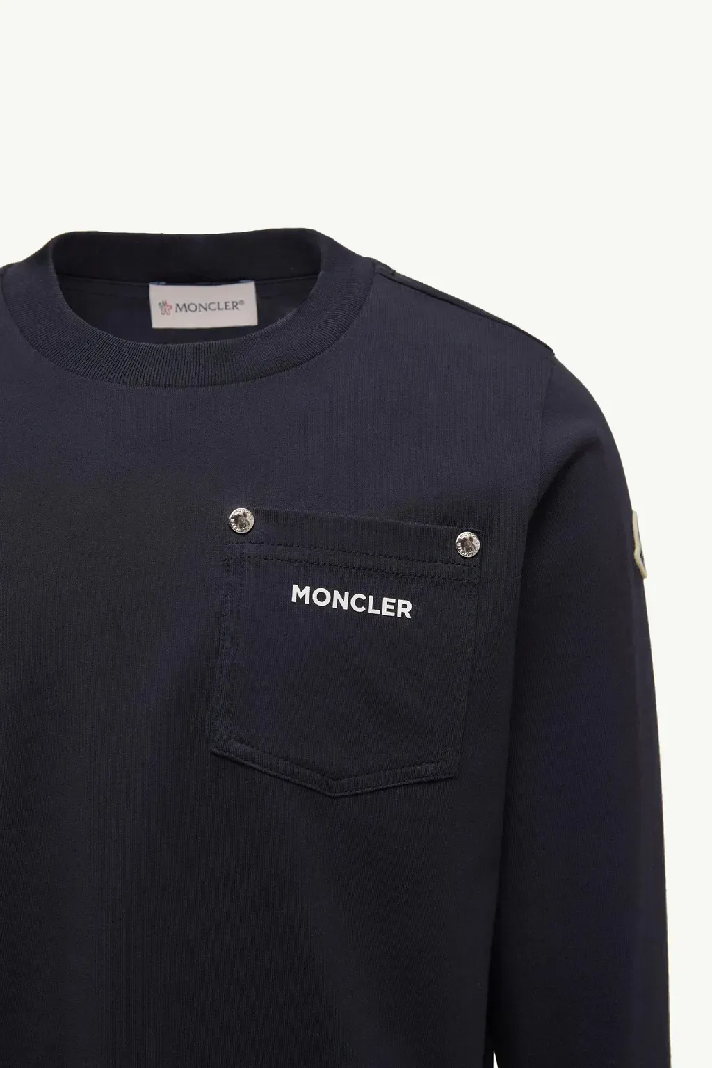 Logo Long Sleeve Cotton T-Shirt With Pocket