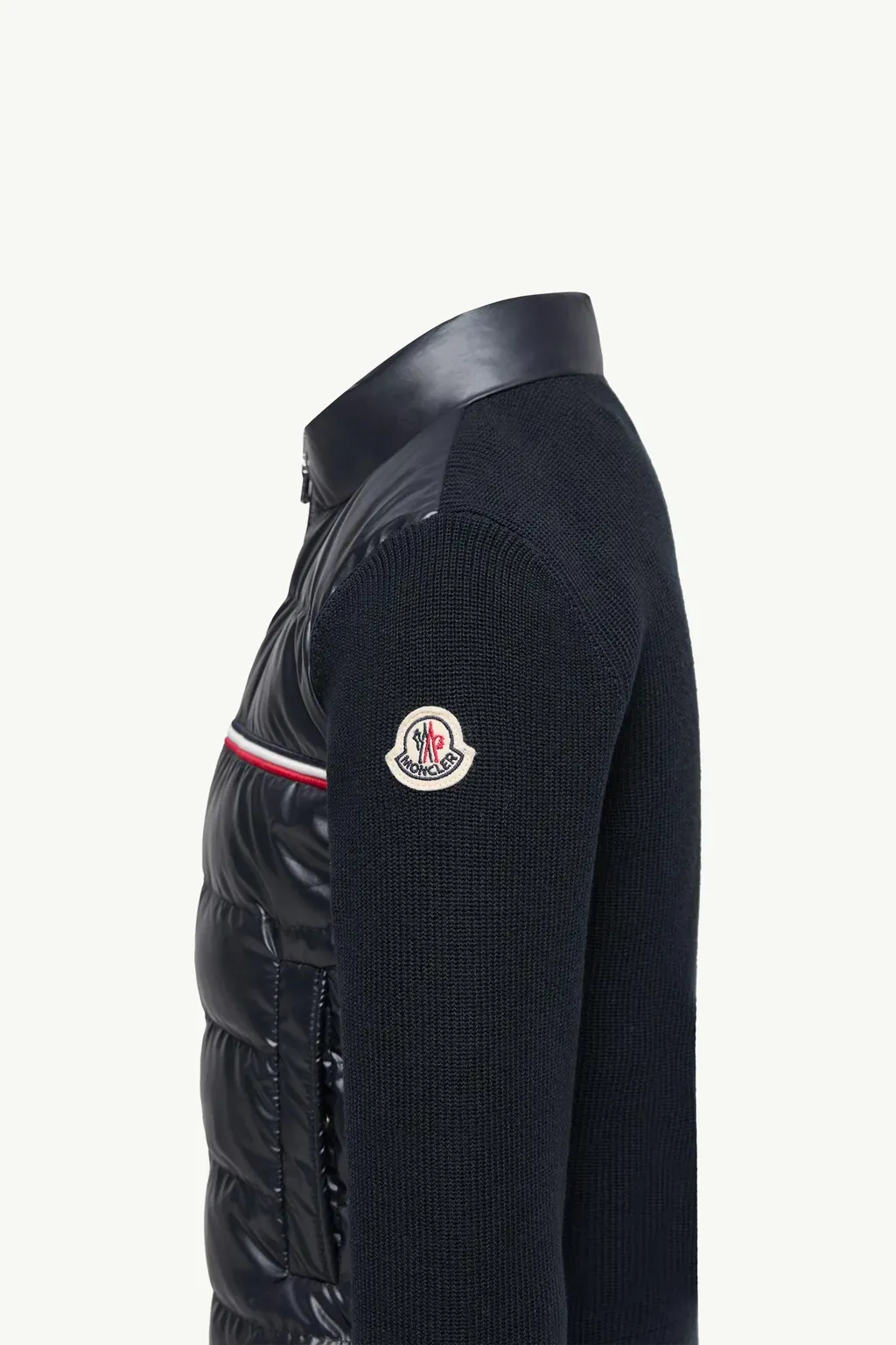 Tricolour Padded Cotton Zip-Up Cardigan