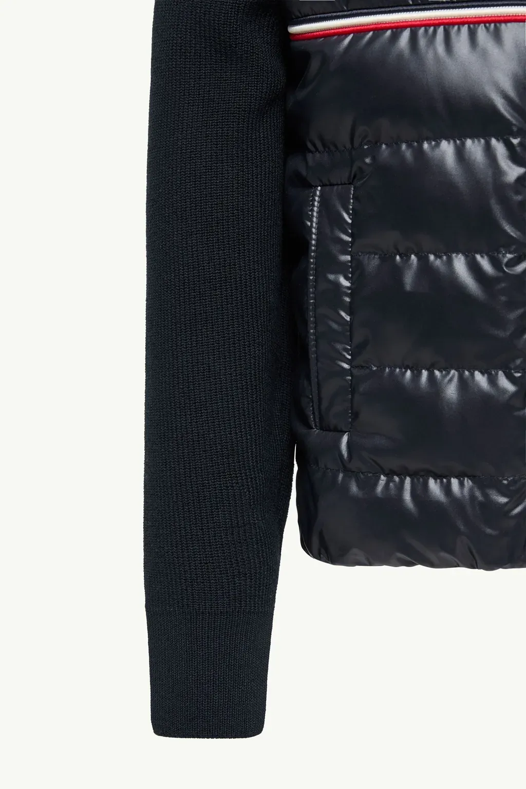 Tricolour Padded Cotton Zip-Up Cardigan