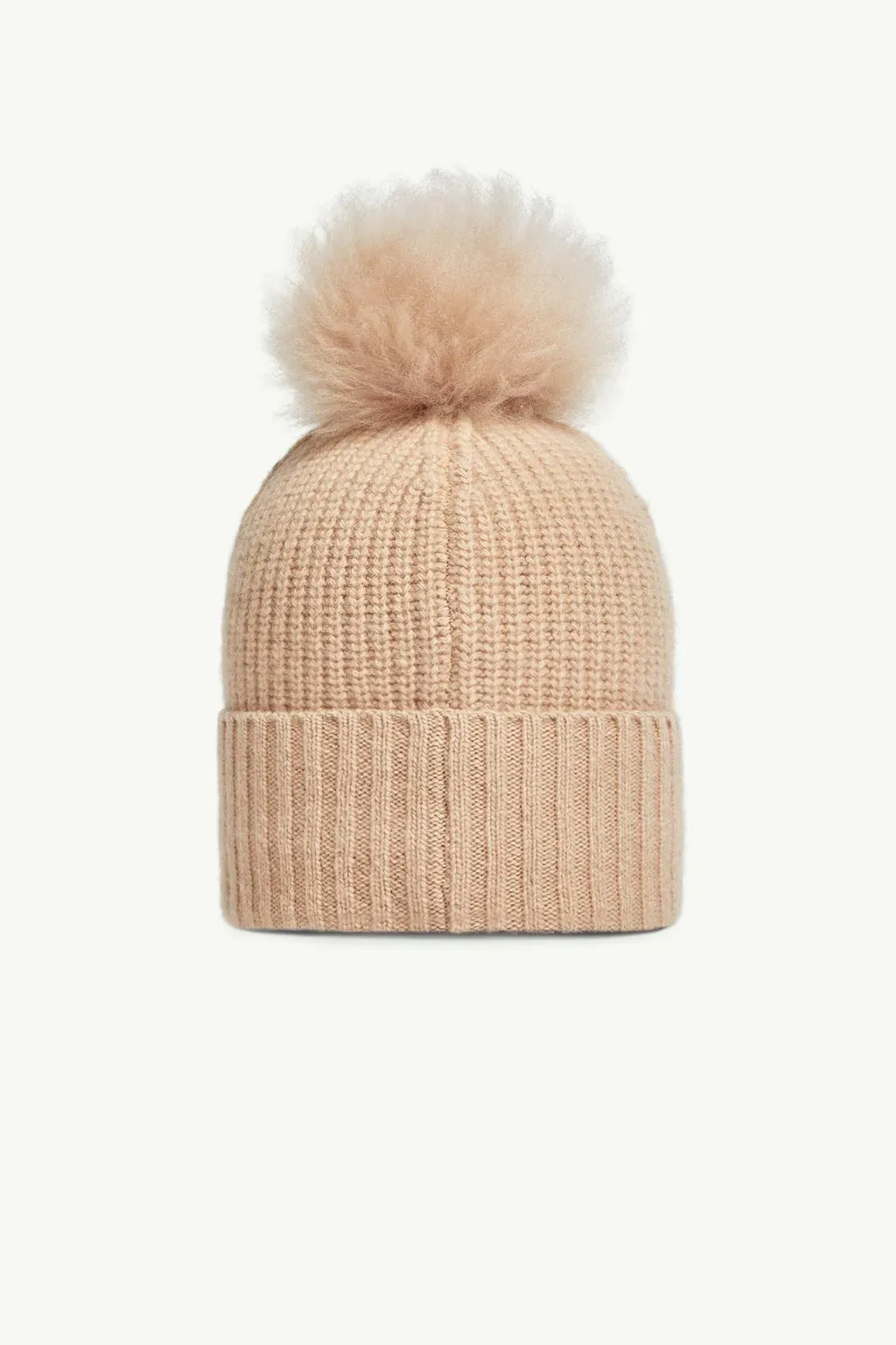 Wool Beanie With Shearling Pom Pom