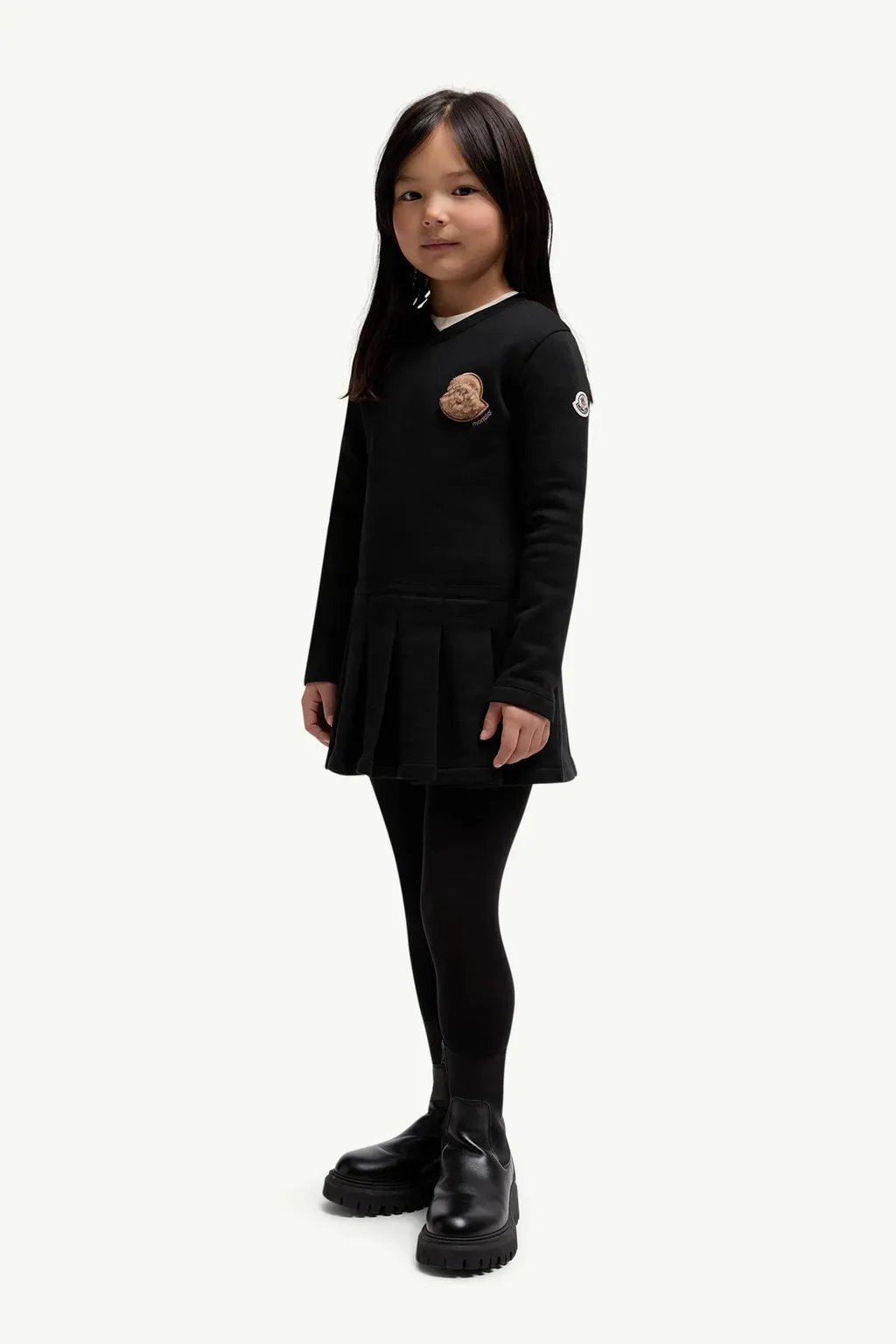 Teddy Logo Pleated Cotton Dress