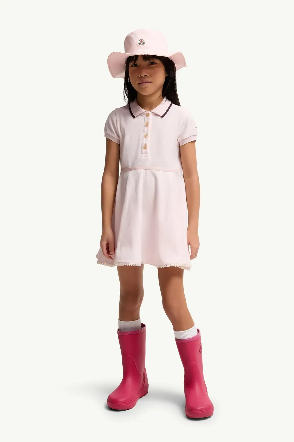 Pleated Cotton Polo Shirt Dress