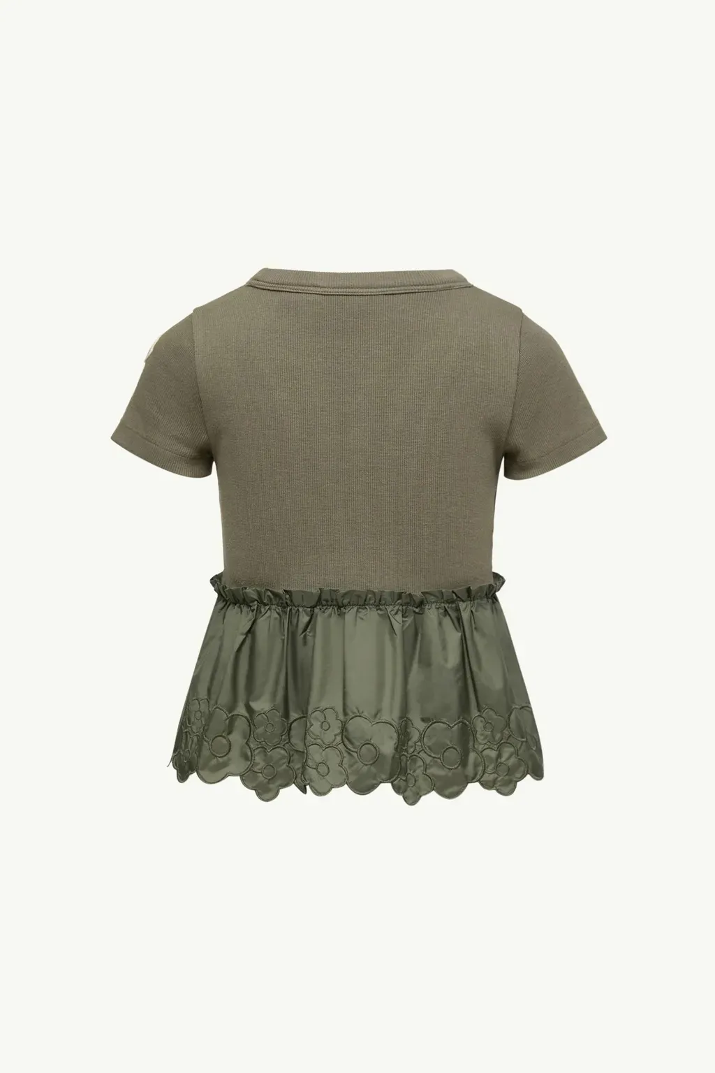 Embroidered Flowers Pleated T-Shirt