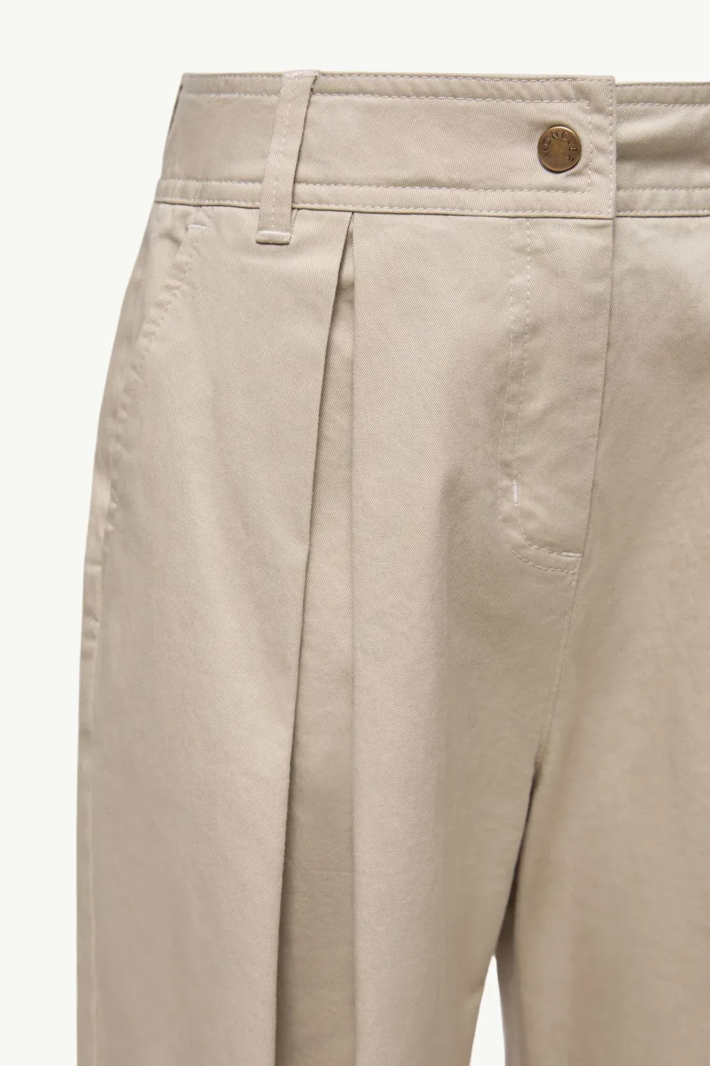 Pleated Stretch Cotton Gabardine Trousers