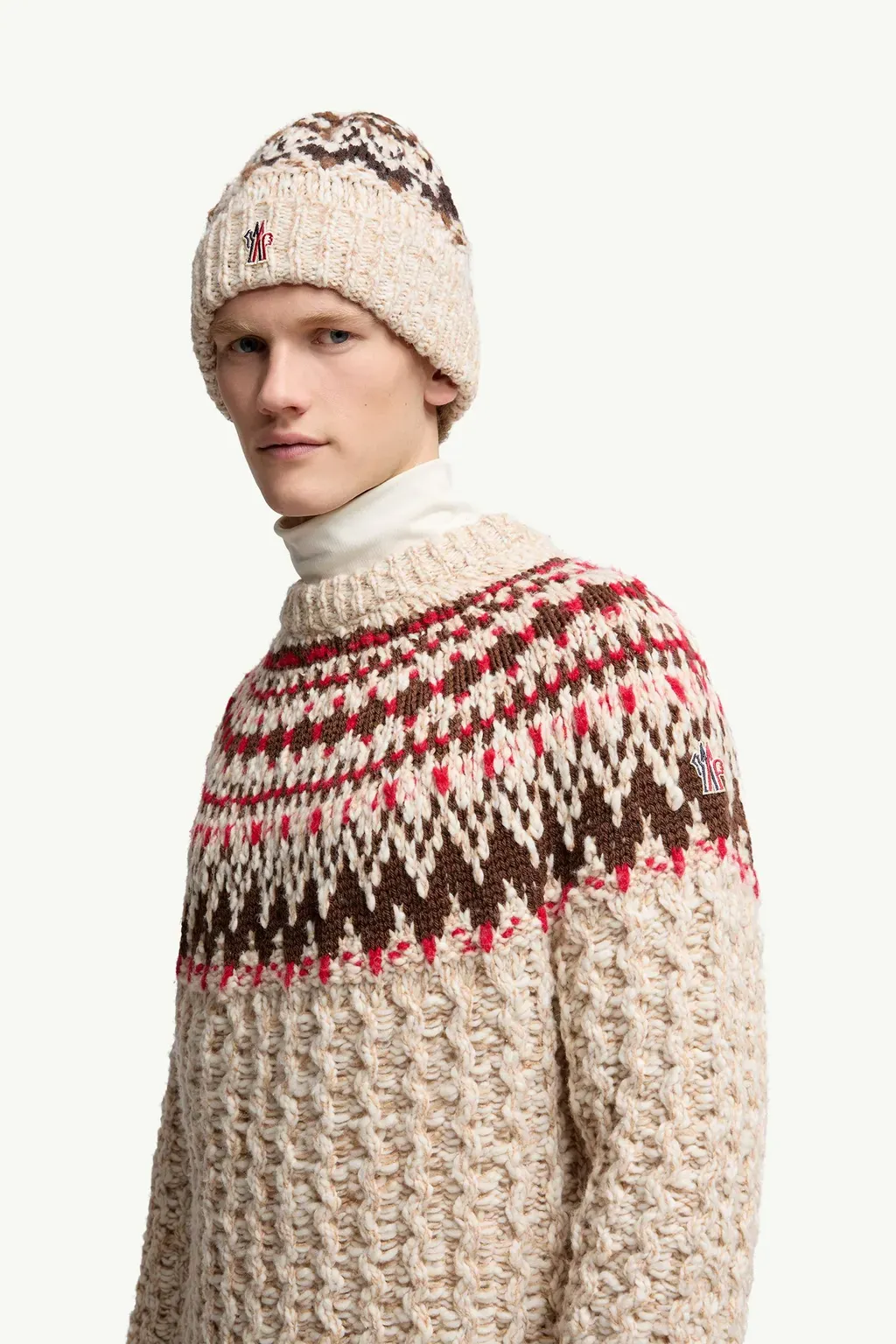 Geometric Jacquard Wool Blend Beanie
