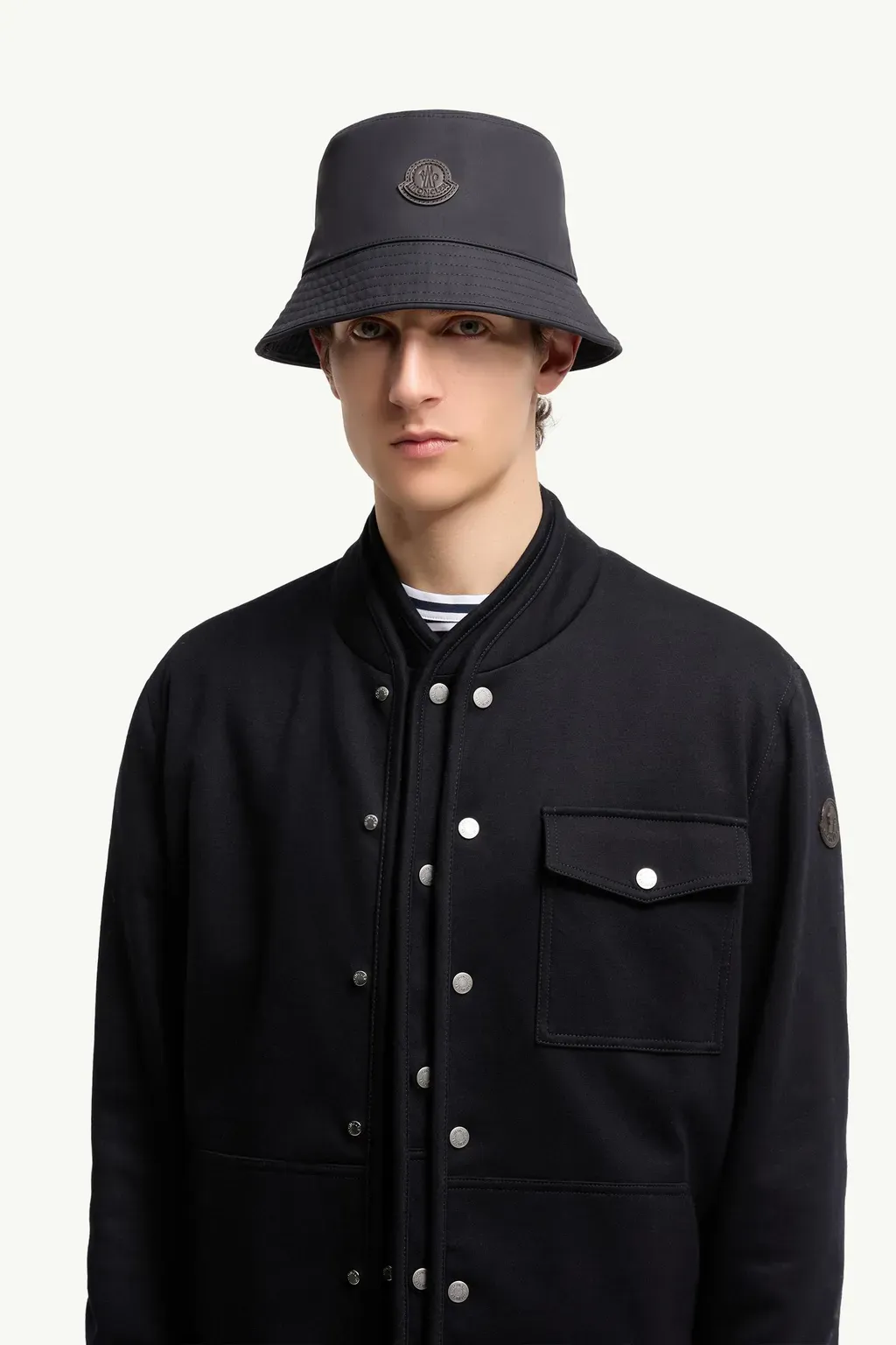 Leather Logo Cotton Blend Bucket Hat