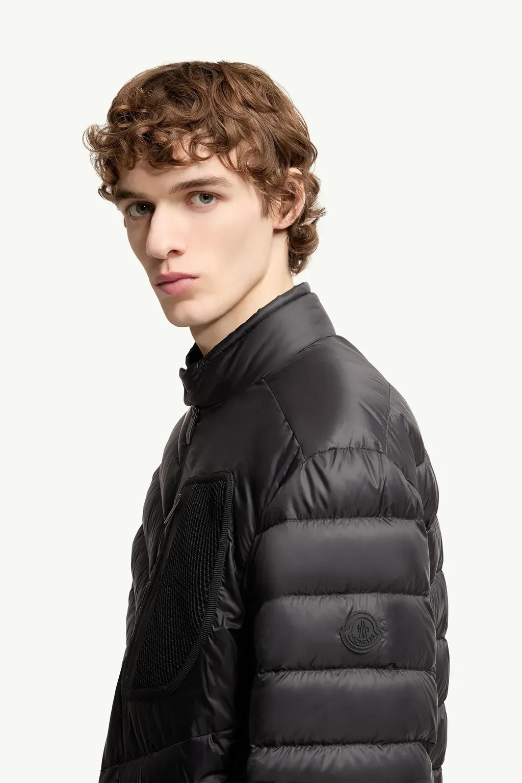 Mackinac Diagonal-Quilted Down Biker Jacket