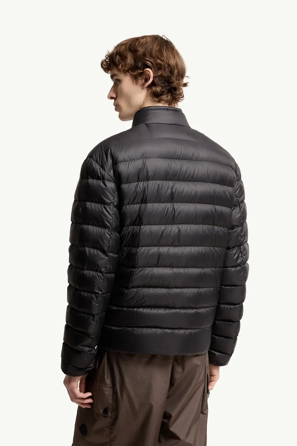 Mackinac Diagonal-Quilted Down Biker Jacket