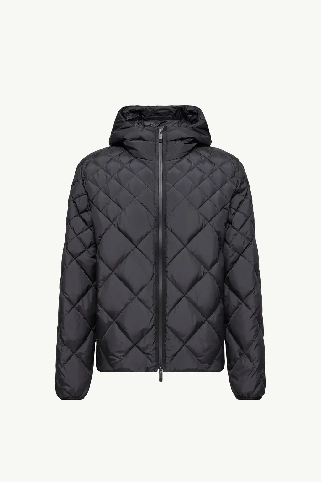 Merak Geometric-Quilted Hooded Short Down Jacket