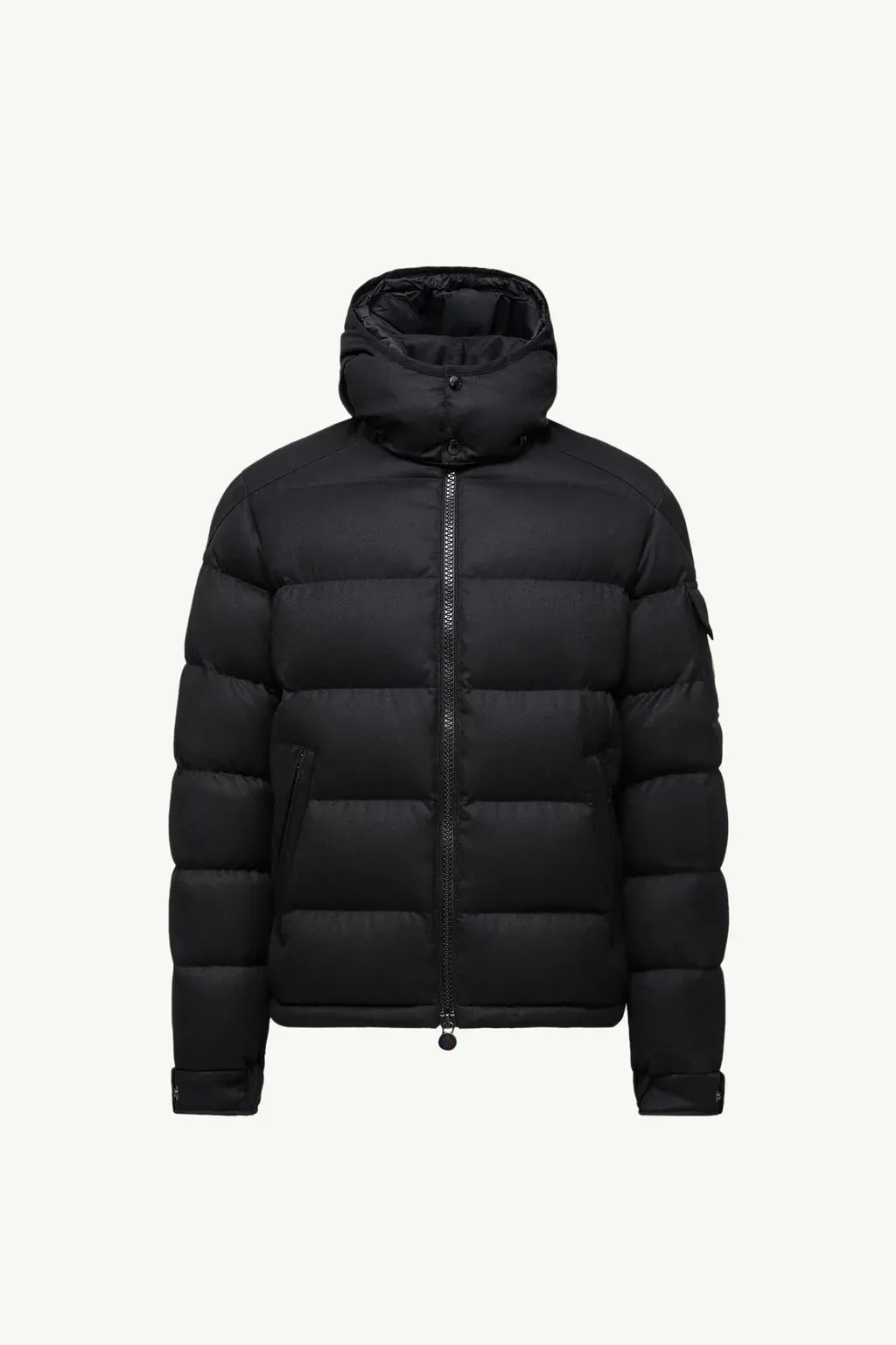 Montgenevre Hooded Wool Flannel Short Down Jacket