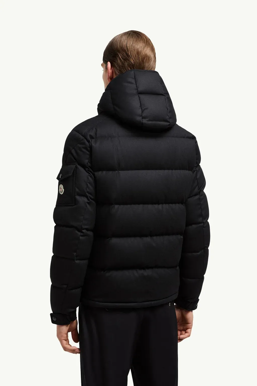Montgenevre Hooded Wool Flannel Short Down Jacket