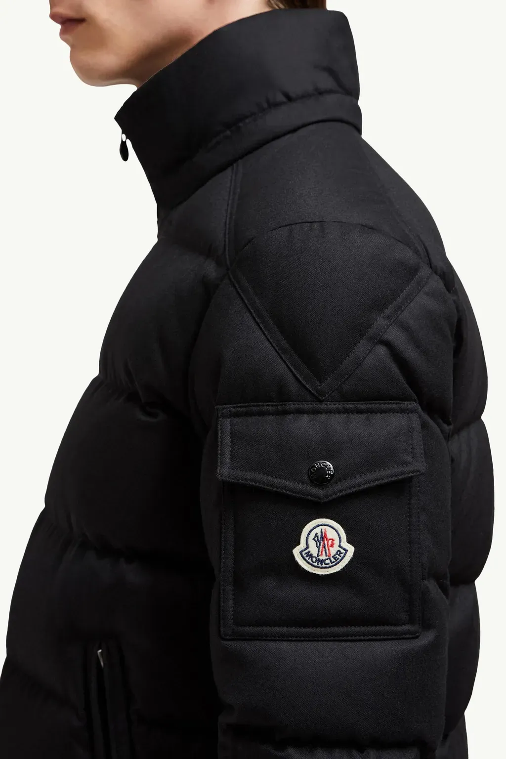 Montgenevre Hooded Wool Flannel Short Down Jacket