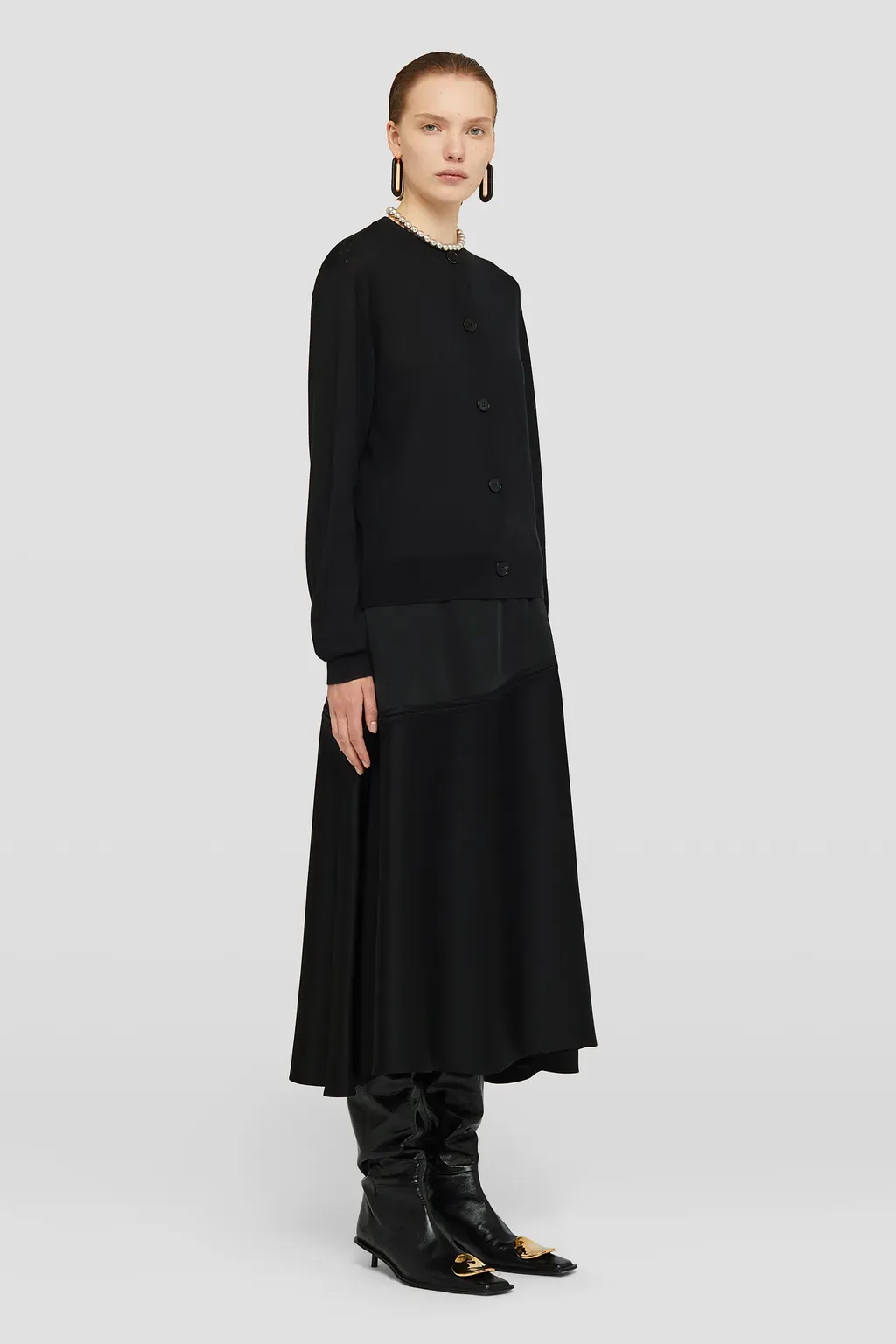 Cashmere Blend Crew-Neck Cardigan