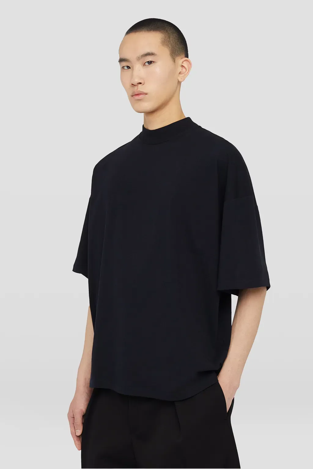 Cotton Mock-Neck T-Shirt