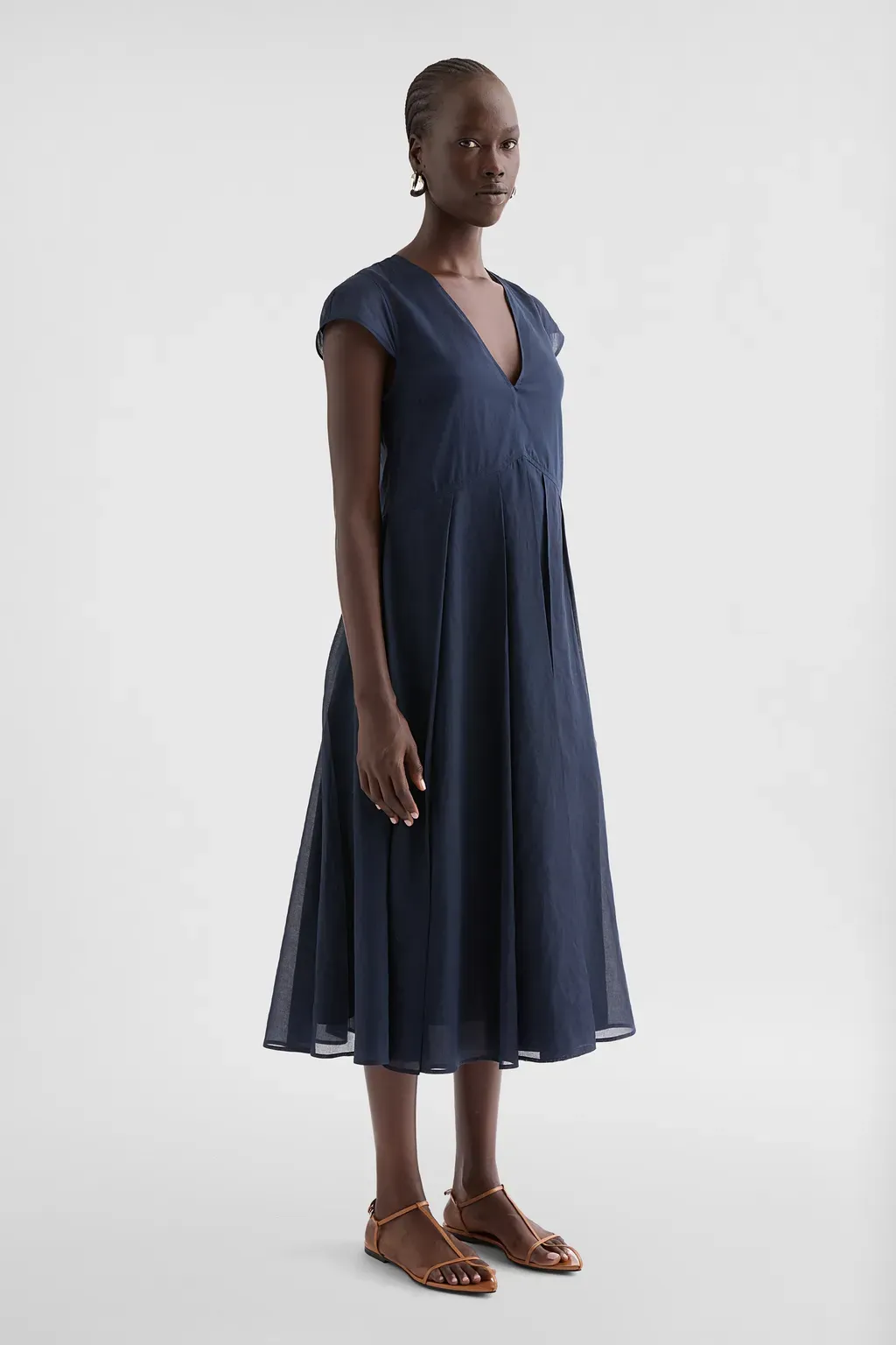 Cotton Organdy Pleated Dress