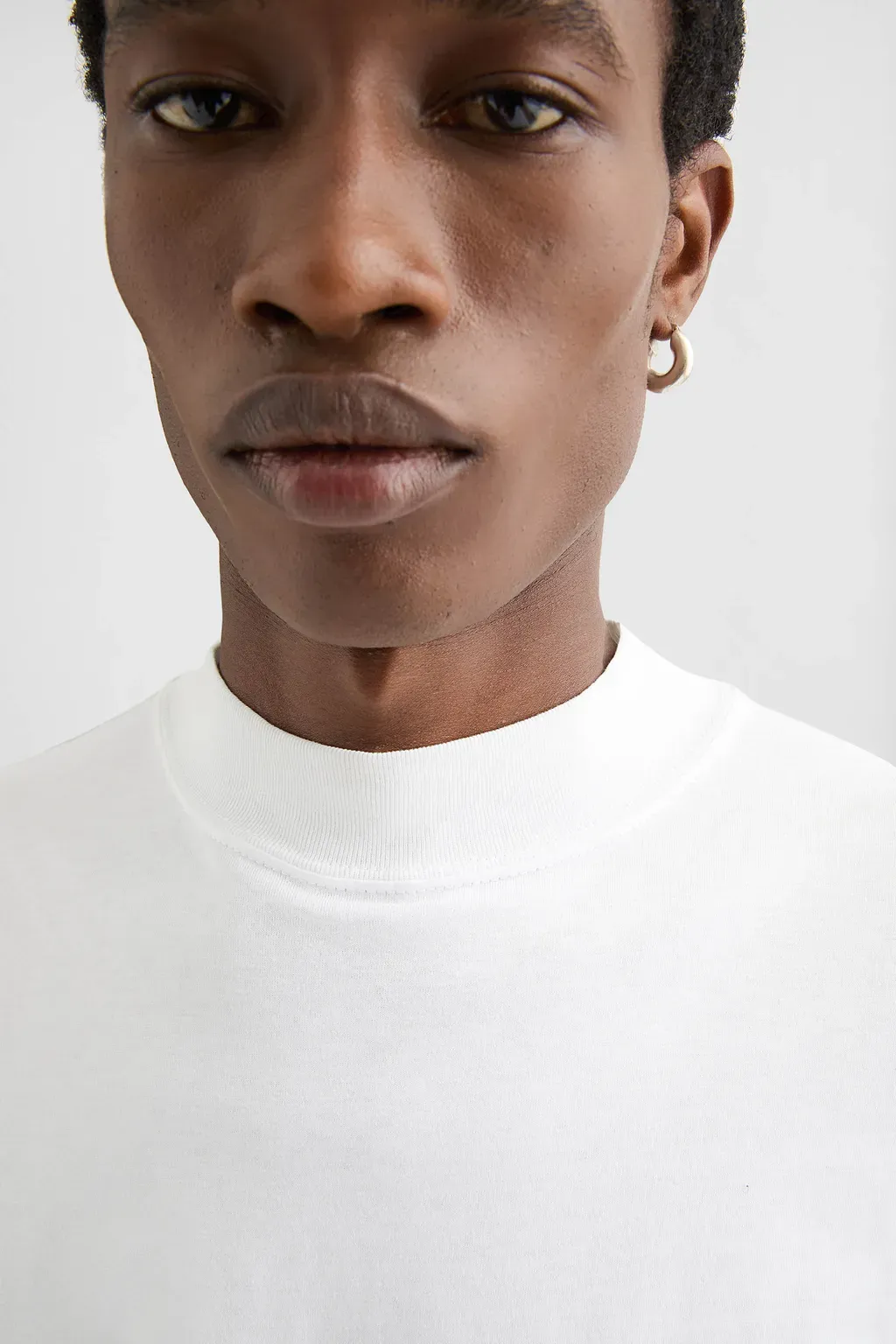 Cotton Mock-Neck T-Shirt