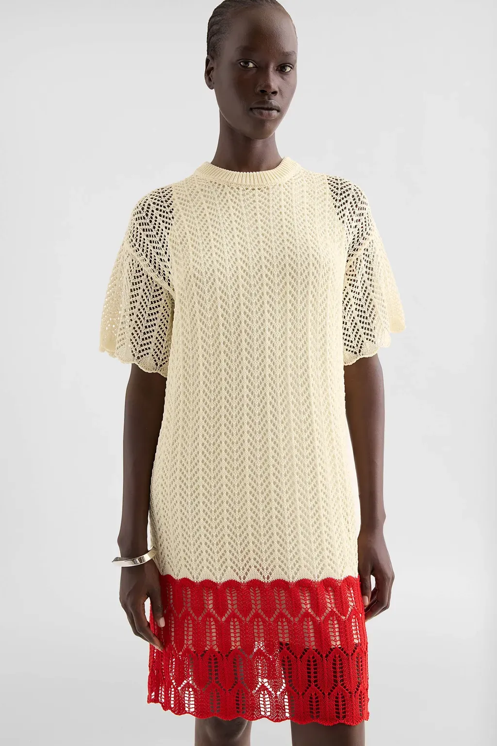 Cotton Pointelle Mini Dress