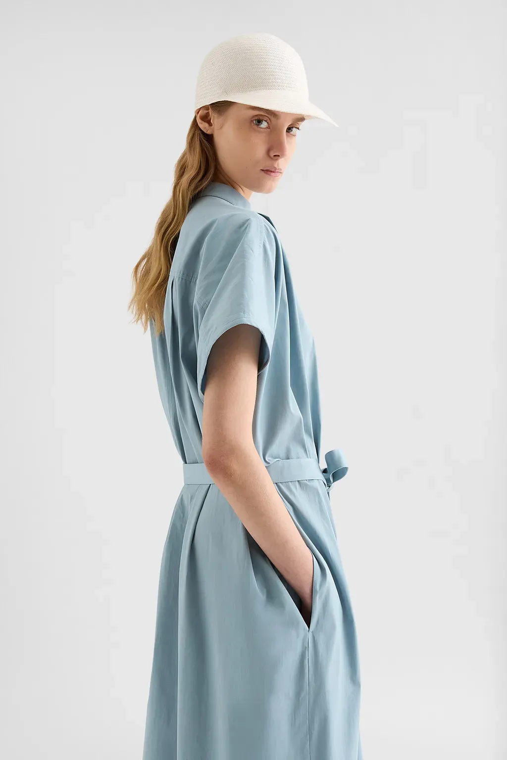 Cotton Poplin Belted Dress