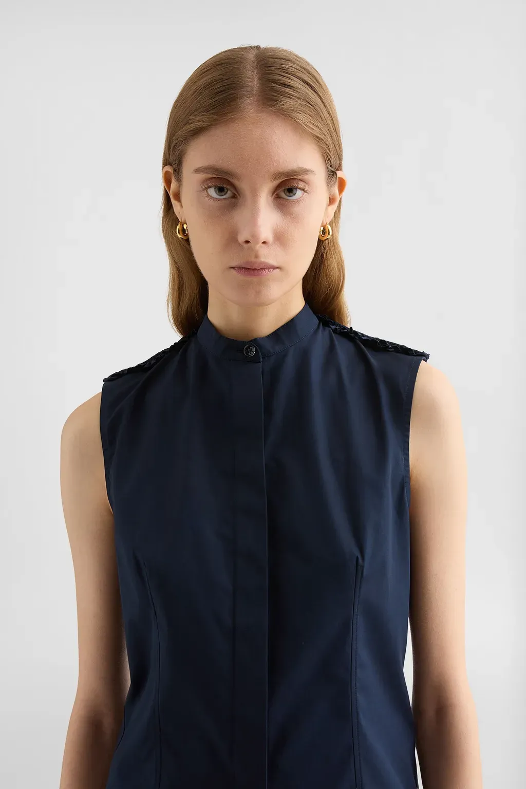 Cotton Poplin Ruffle Top