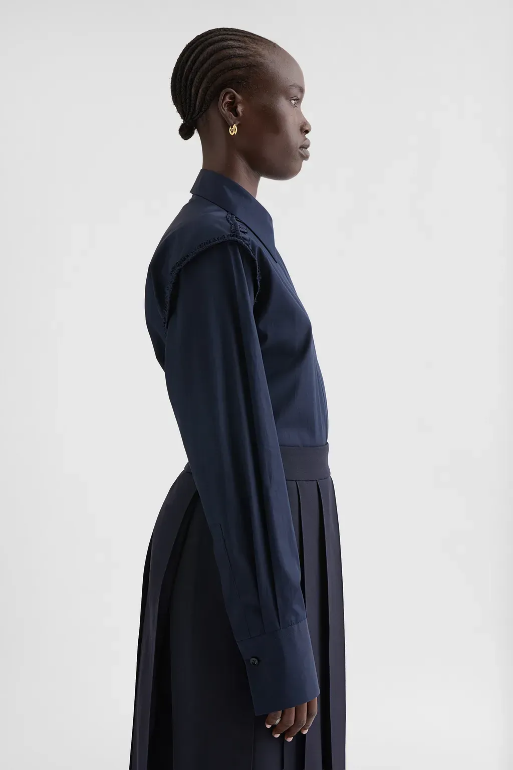 Cotton Poplin Ruffle Shirt