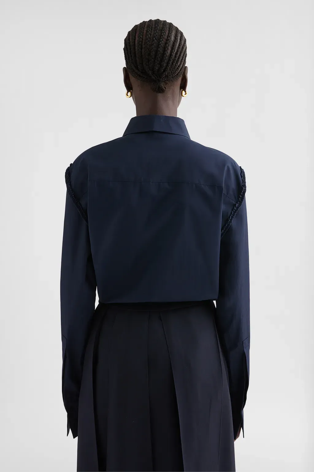 Cotton Poplin Ruffle Shirt