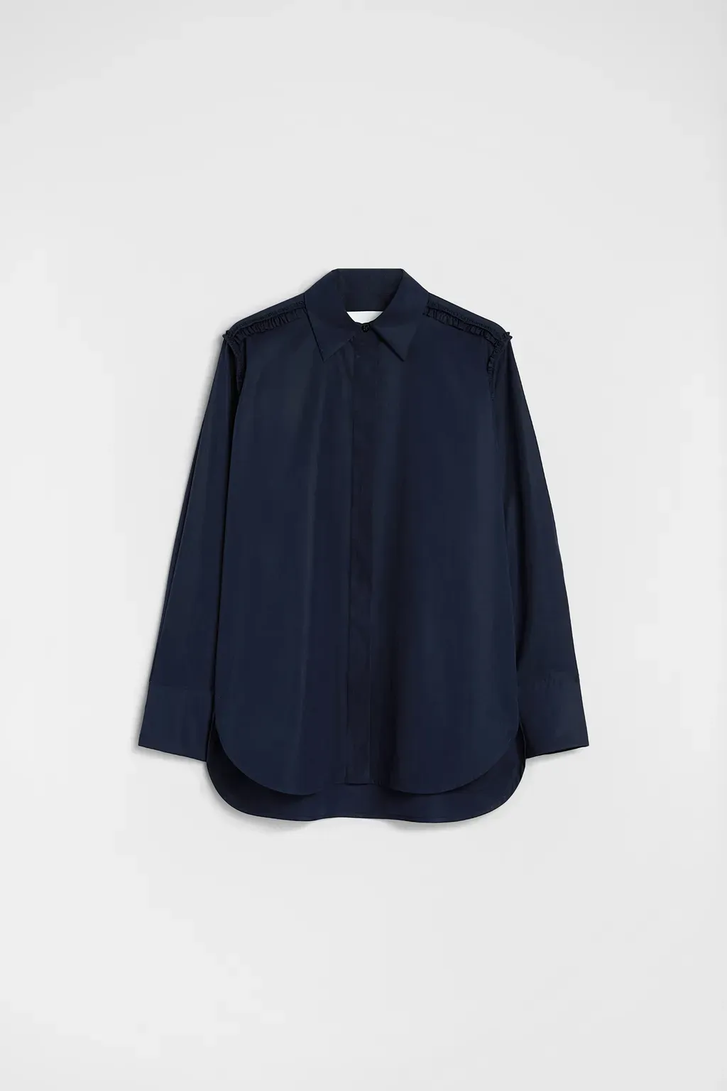 Cotton Poplin Ruffle Shirt