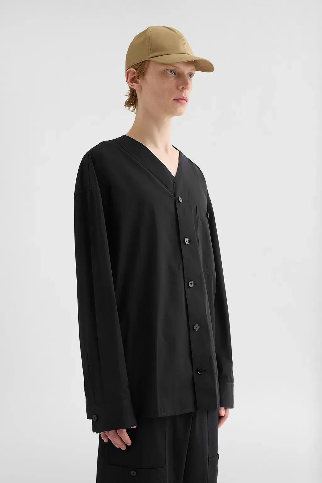 Cotton Poplin V-Neck Shirt