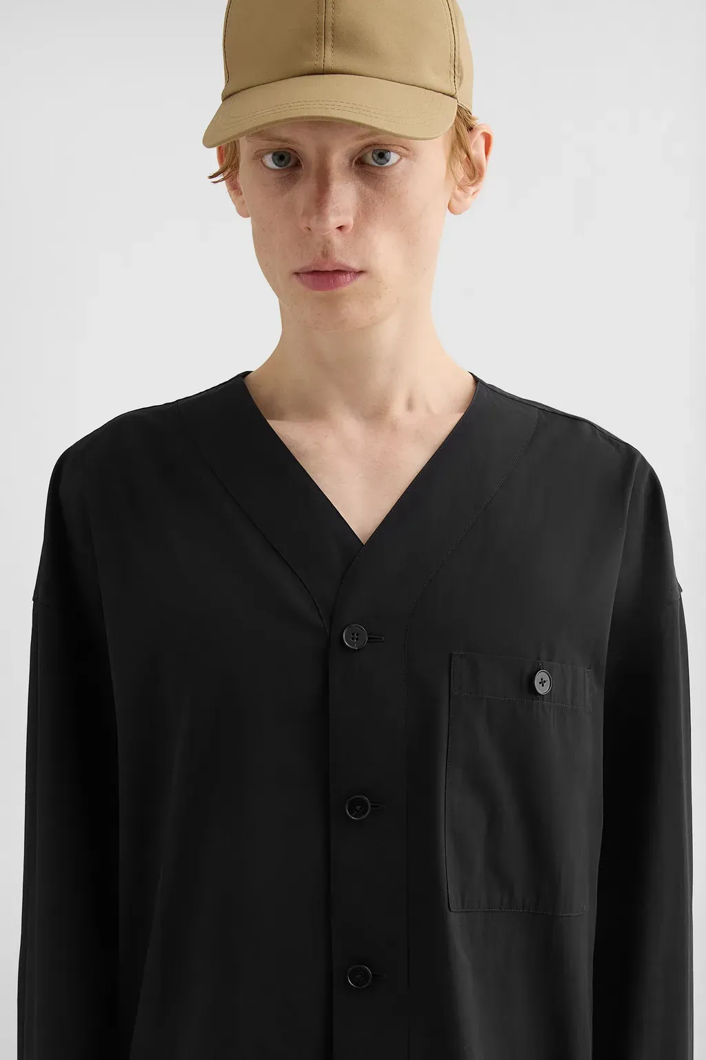 Cotton Poplin V-Neck Shirt