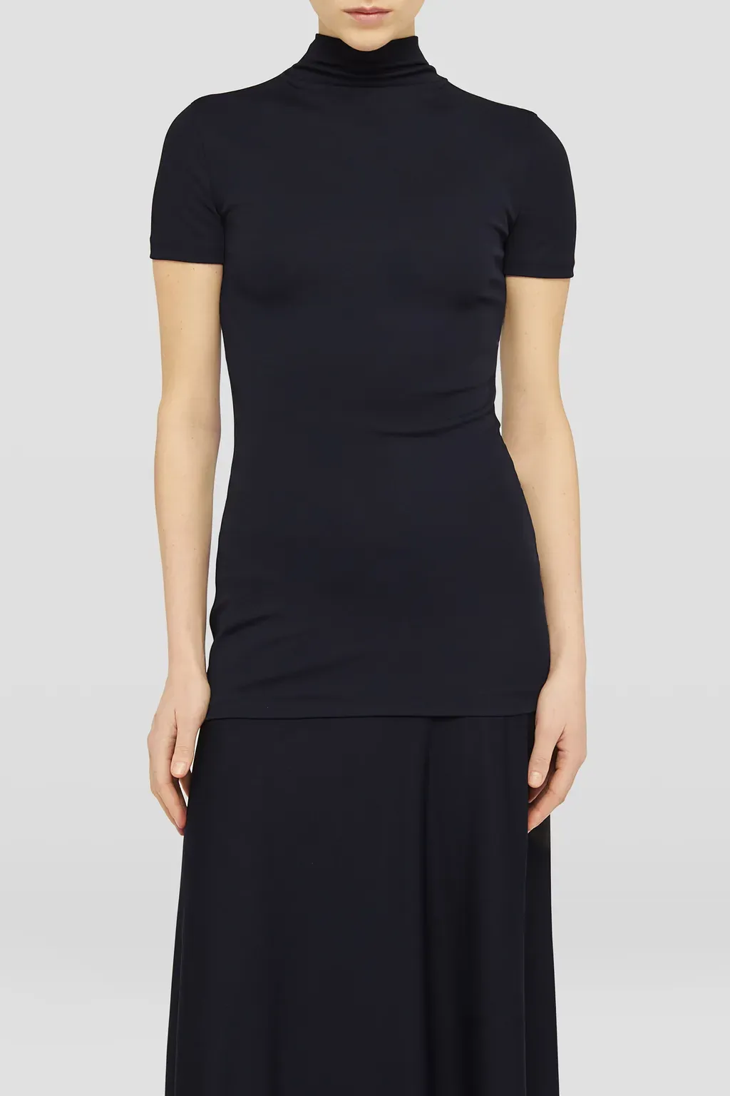 Fluid Viscose High-Neck Dress
