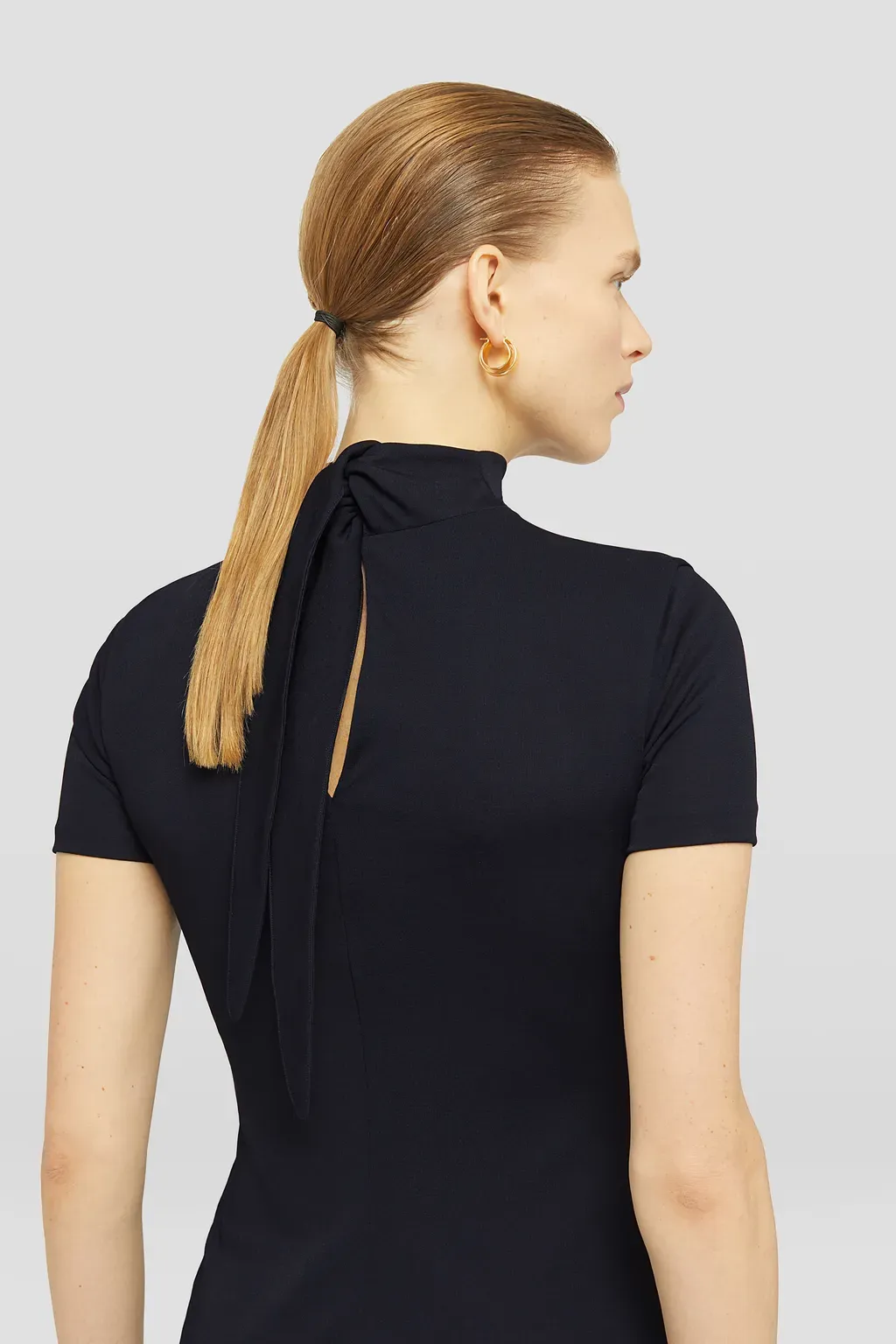 Fluid Viscose High-Neck Dress
