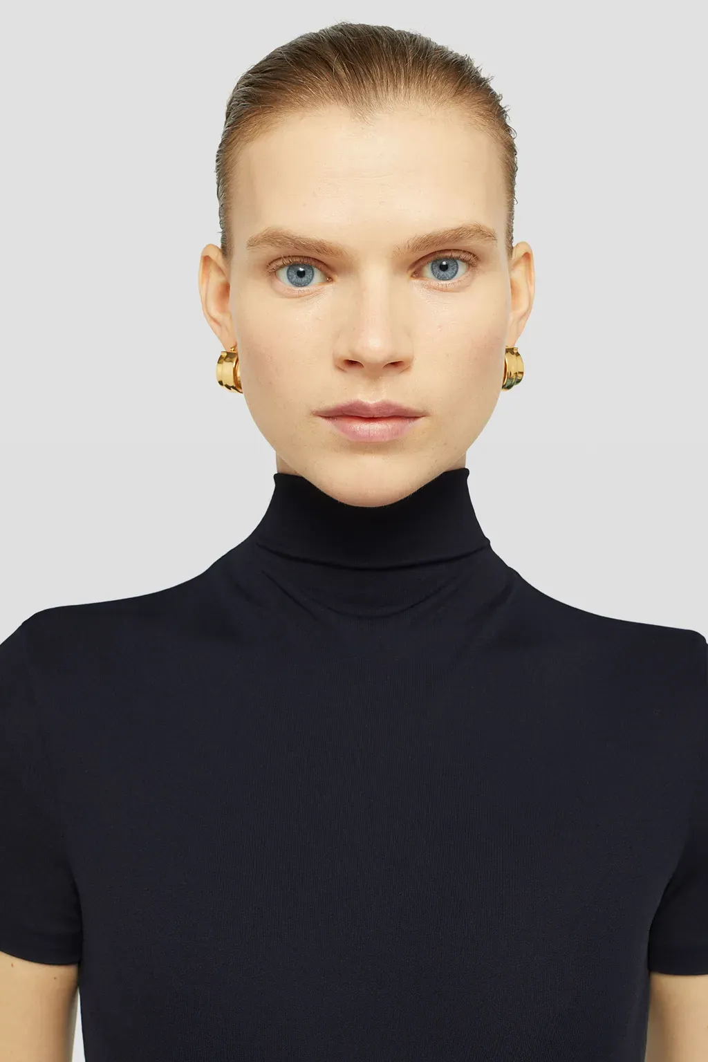 Fluid Viscose High-Neck Dress