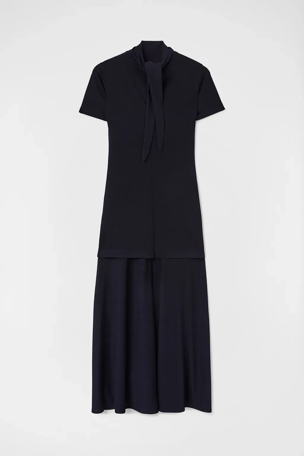 Fluid Viscose High-Neck Dress