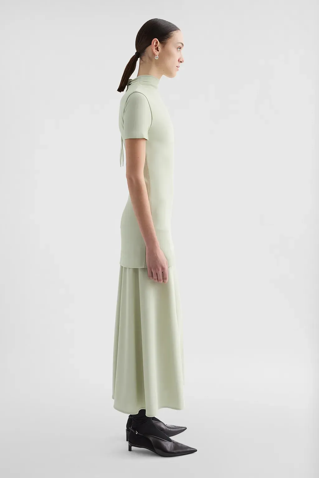 Fluid Viscose High-Neck Dress