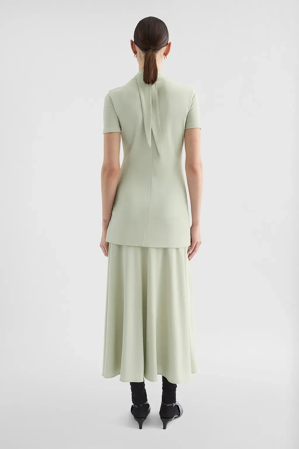 Fluid Viscose High-Neck Dress