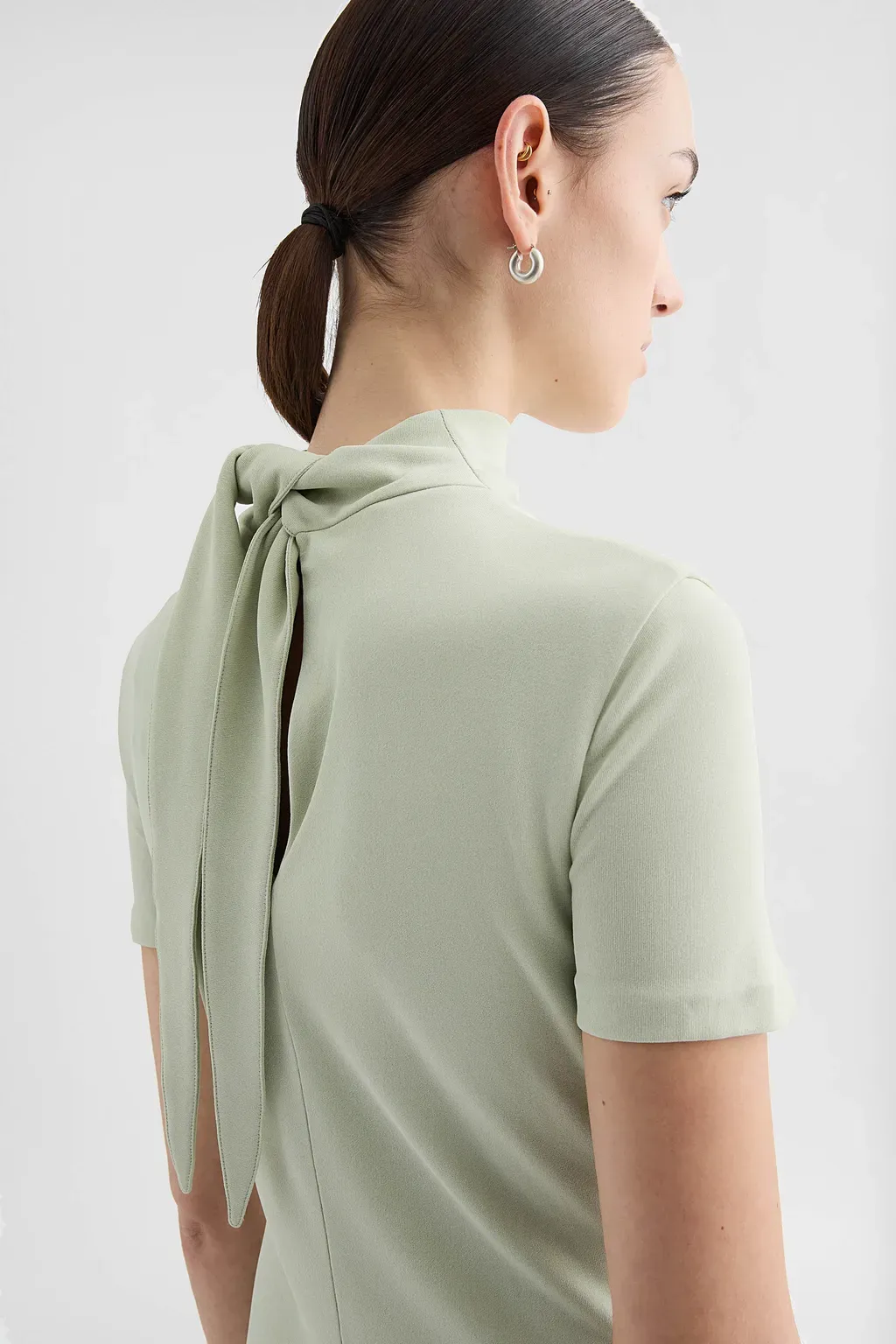 Fluid Viscose High-Neck Dress