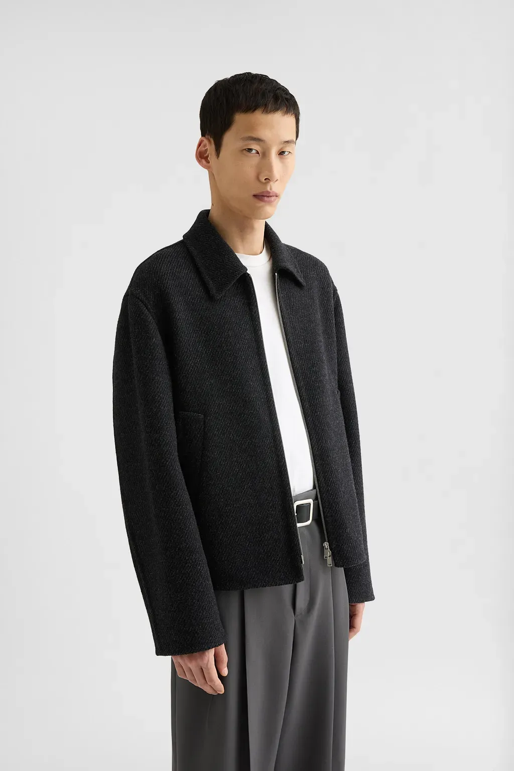 Lightweight Textured Wool Blouson