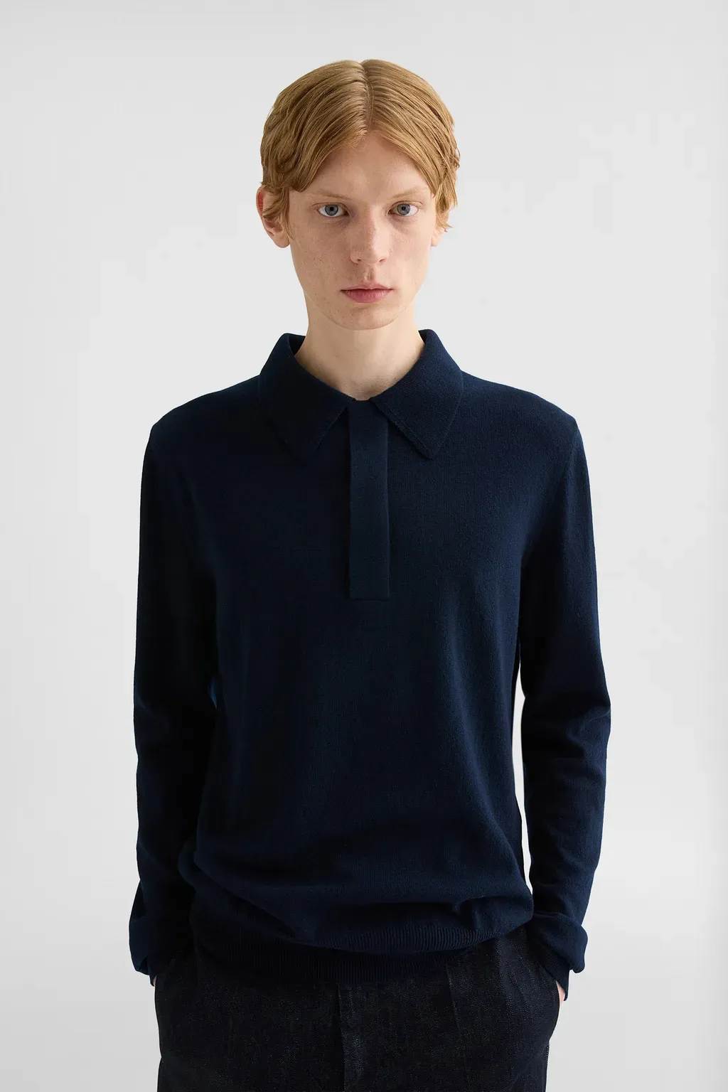 Lightweight Wool Polo Sweater