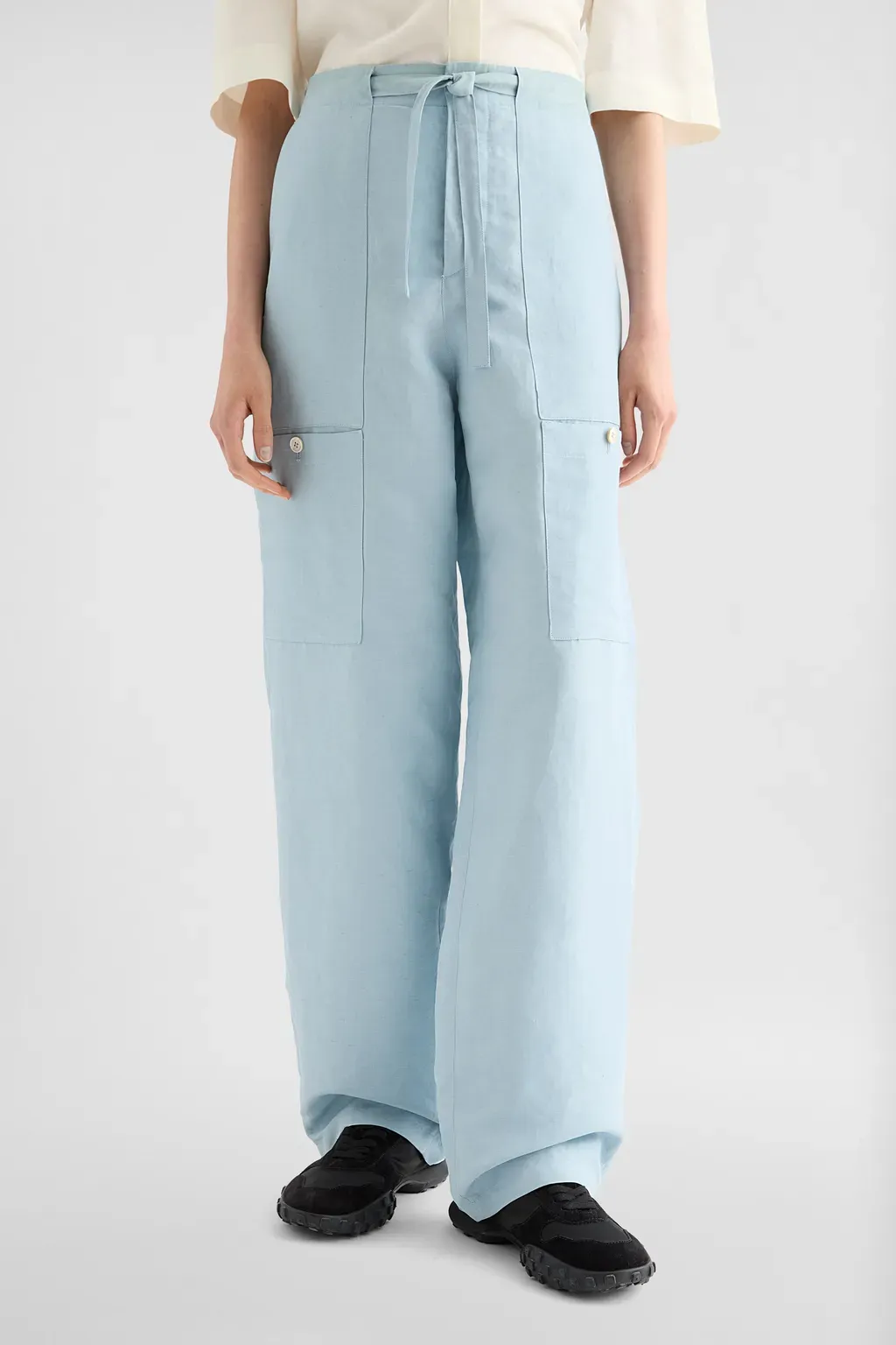 Linen Blend Cargo Trousers