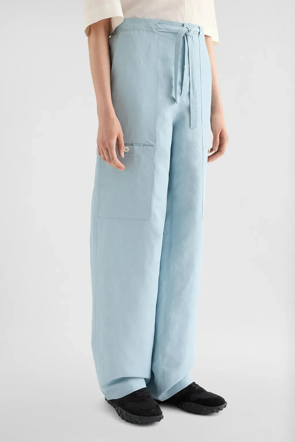 Linen Blend Cargo Trousers