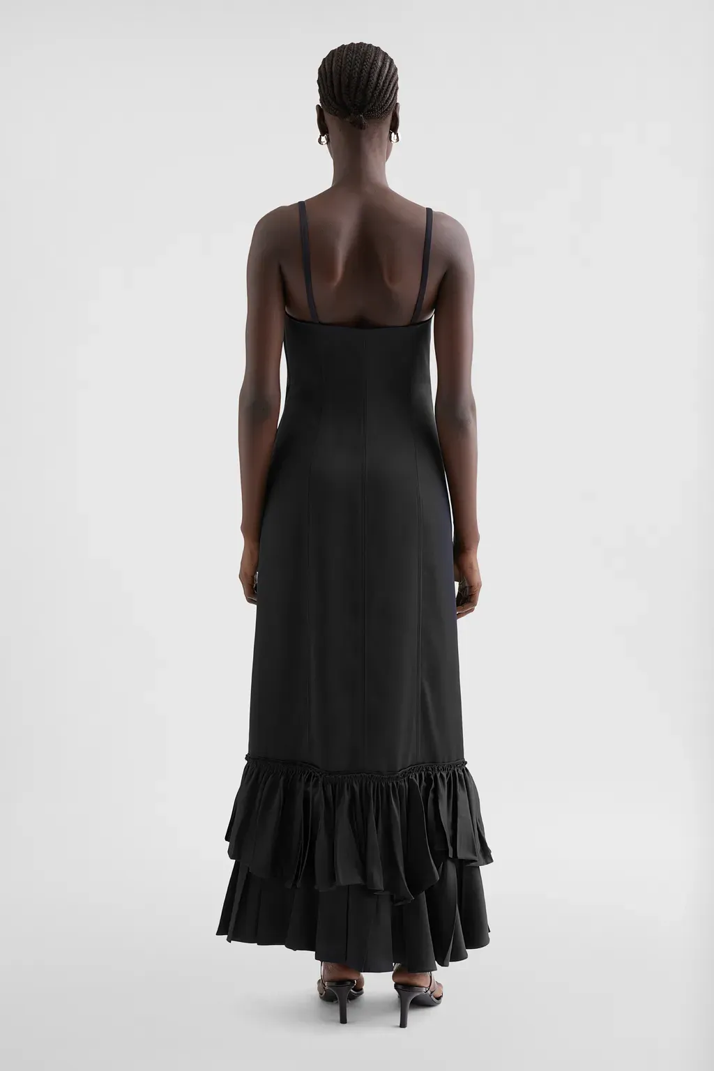 Silk Blend Ruffle Dress
