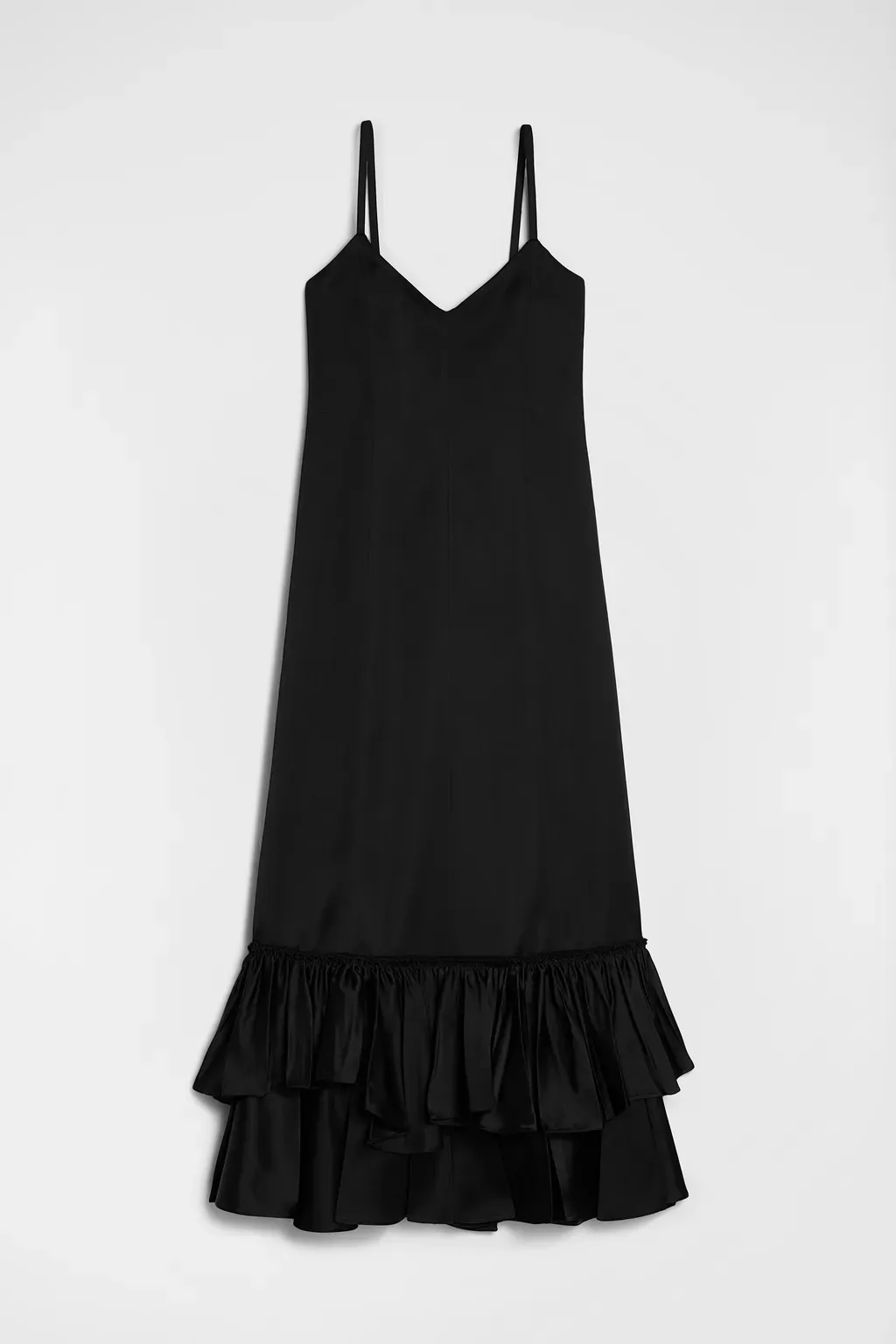 Silk Blend Ruffle Dress