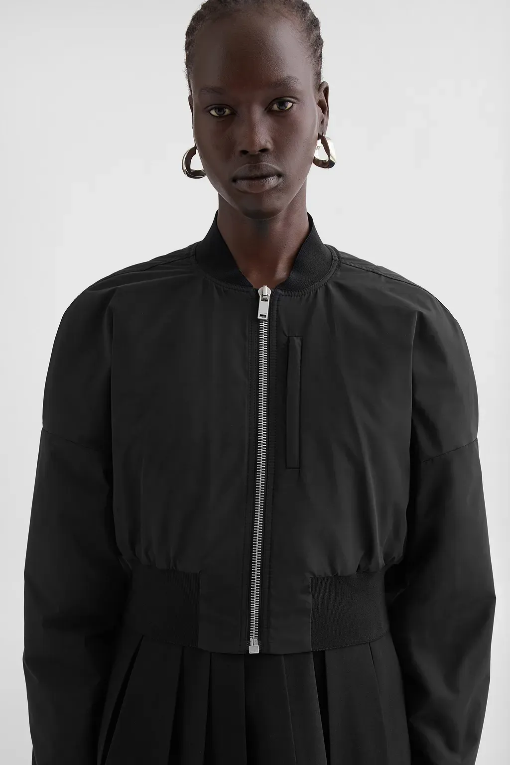 Taffeta Cropped Bomber Jacket