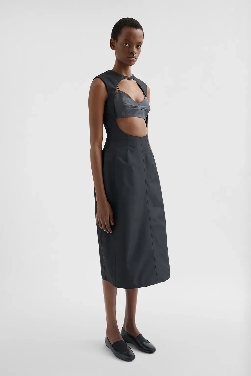 Technical Faille Cut-Out Dress