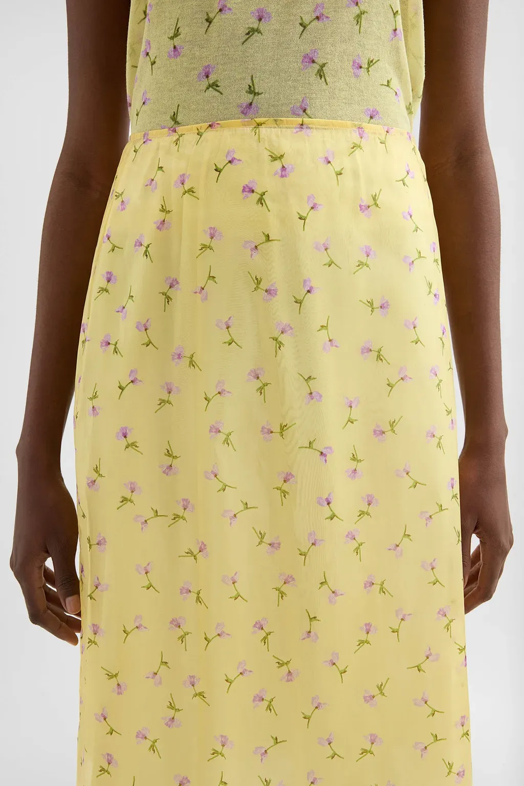 Technical Organdy Printed Skirt