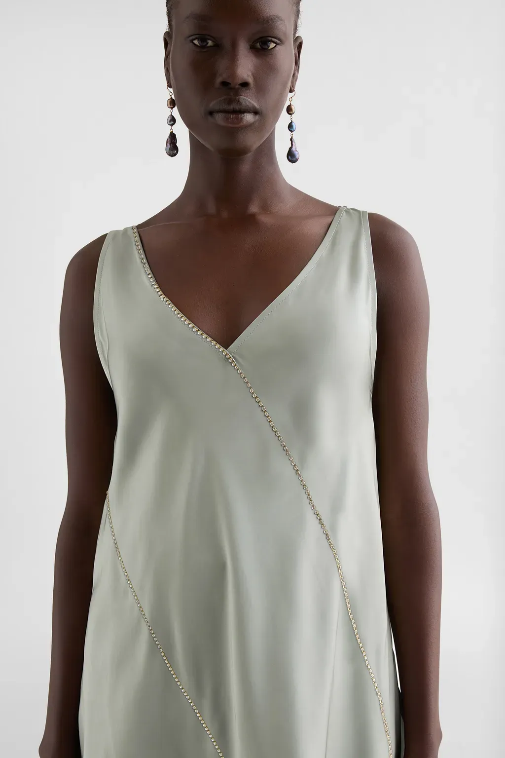 V-Neck Top With Crystals