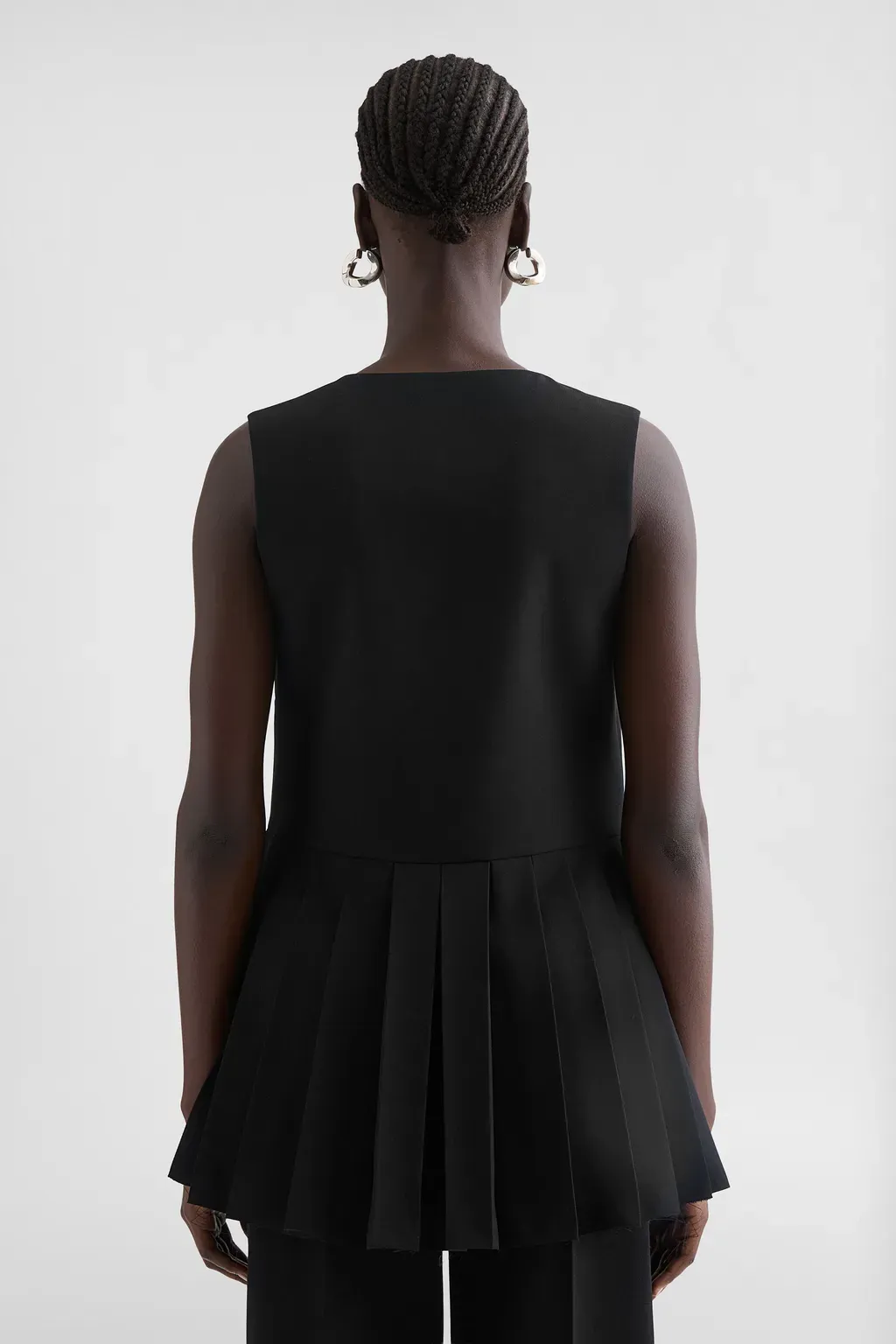 Wool Gabardine Pleated Top